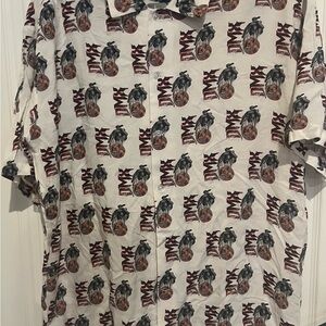 Men's New Casual Graphic DMX Print Shirt - Cream and Black